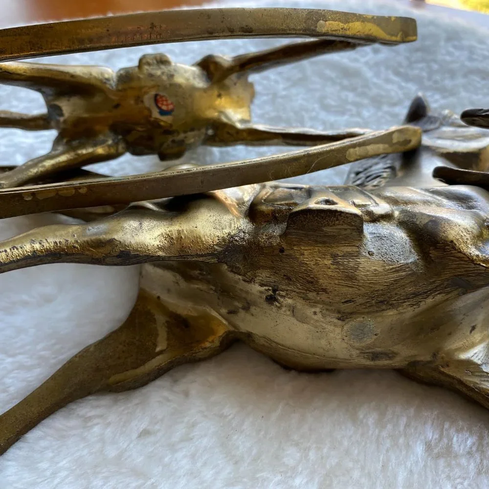 Trio Of Vintage Mid Century Solid Brass Rocking Horses Holiday Decor - Picture 15 of 15